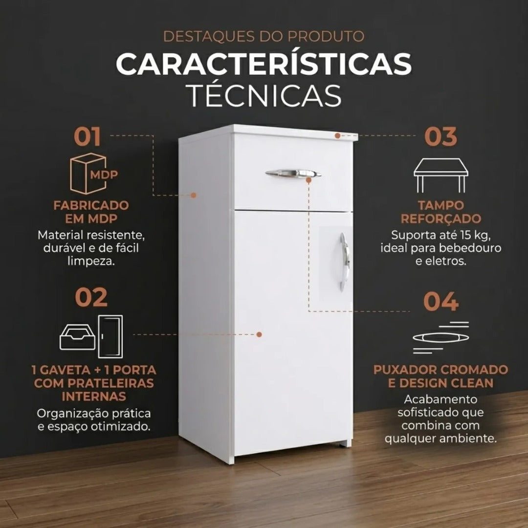 Armário De Cozinha Multiuso Organizador Em Mdp Com 1 Porta