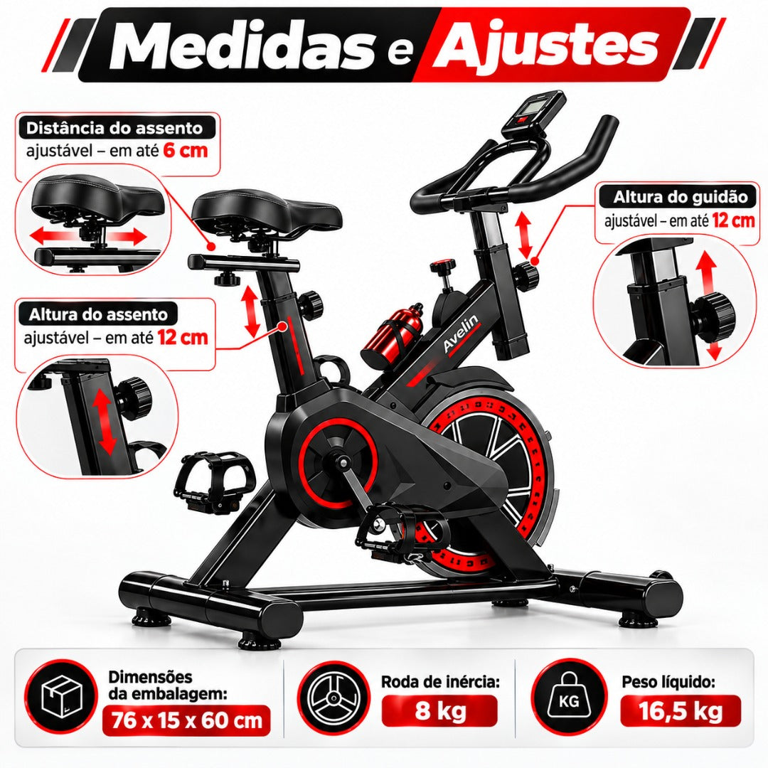 Brus fit Bicicleta Ergométrica Spinning Liftness X11 Cor Preto/vermelho