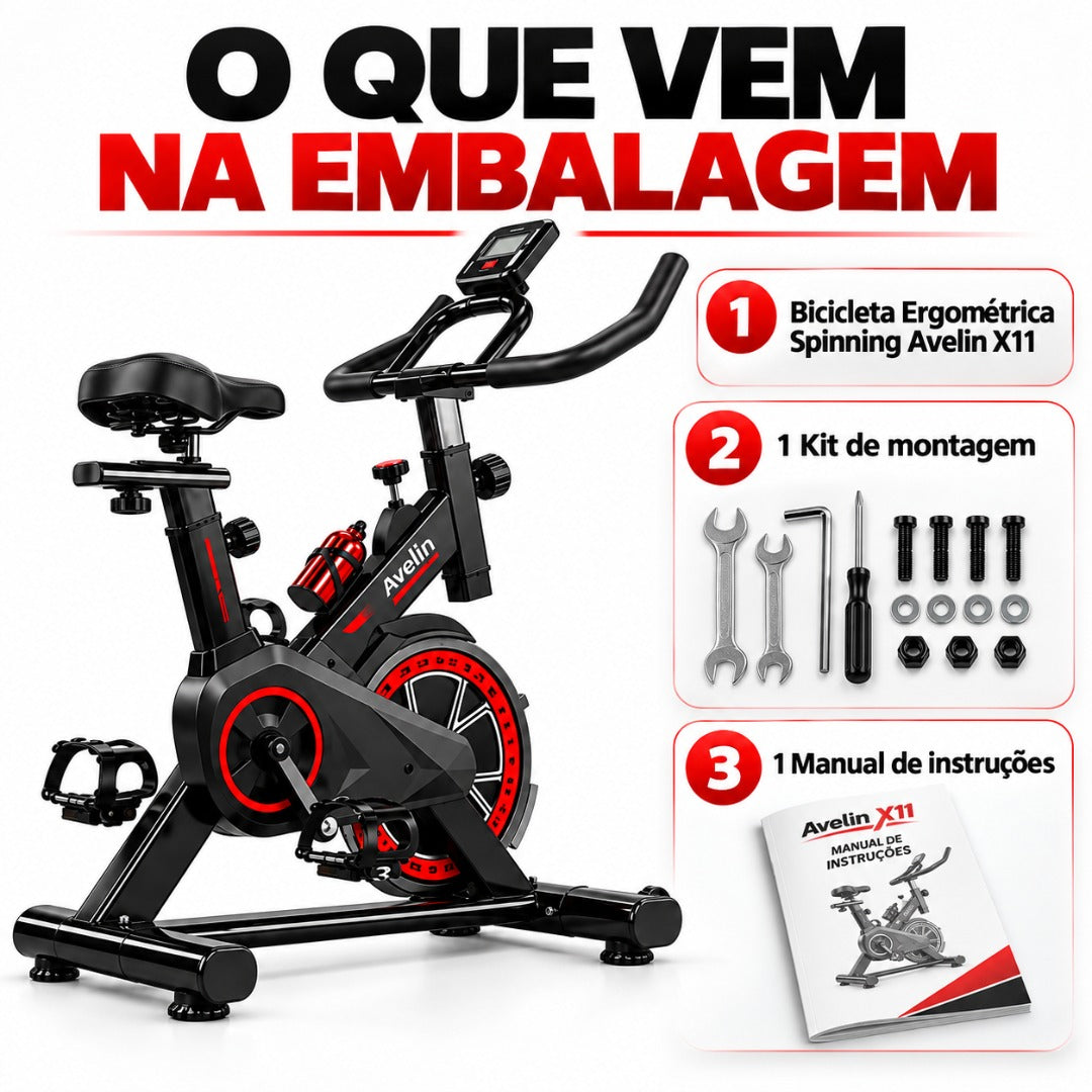 Brus fit Bicicleta Ergométrica Spinning Liftness X11 Cor Preto/vermelho