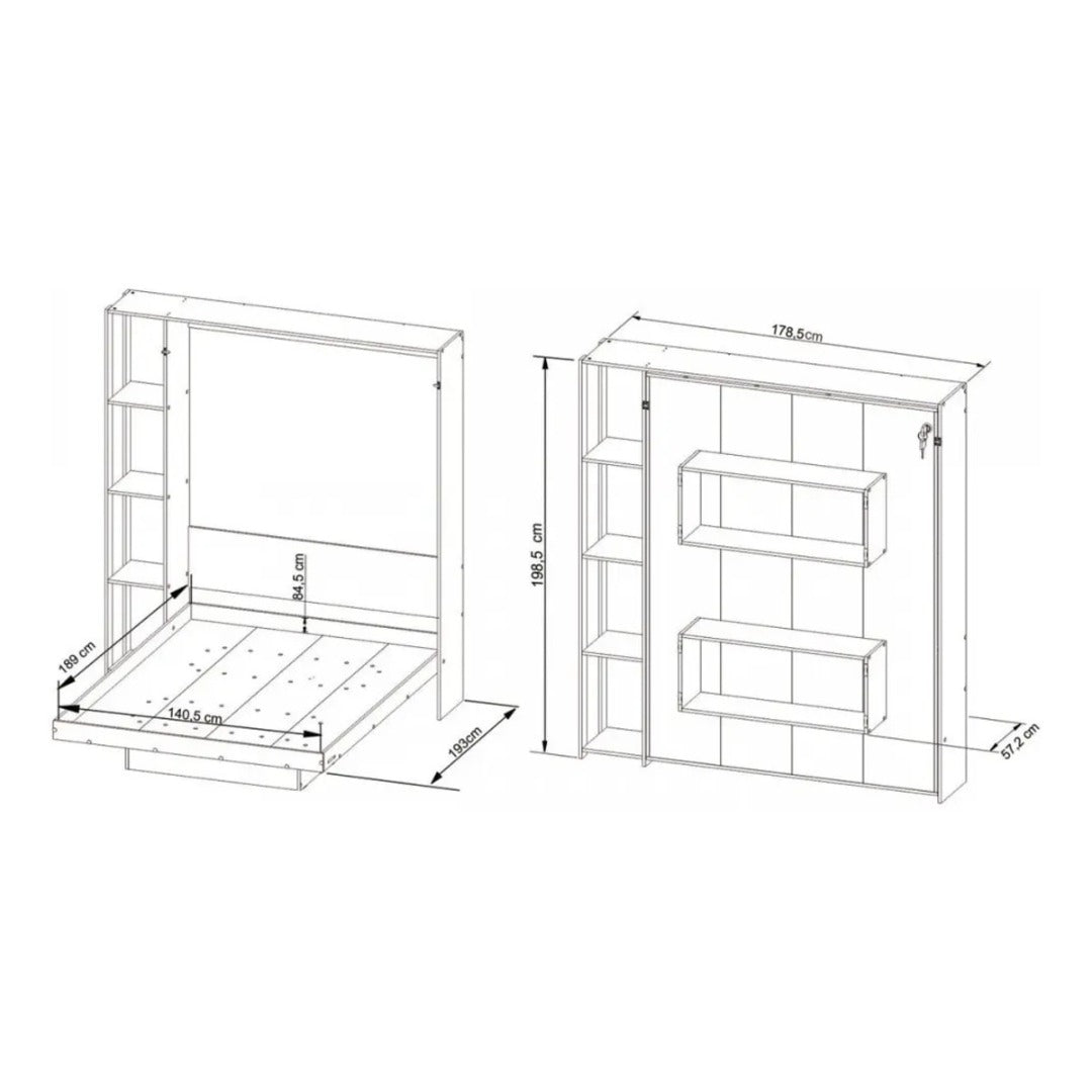 Cama Articulada Casal Vertical 4 Prateleiras 2 Nichos CM8014 - Tecnomobili