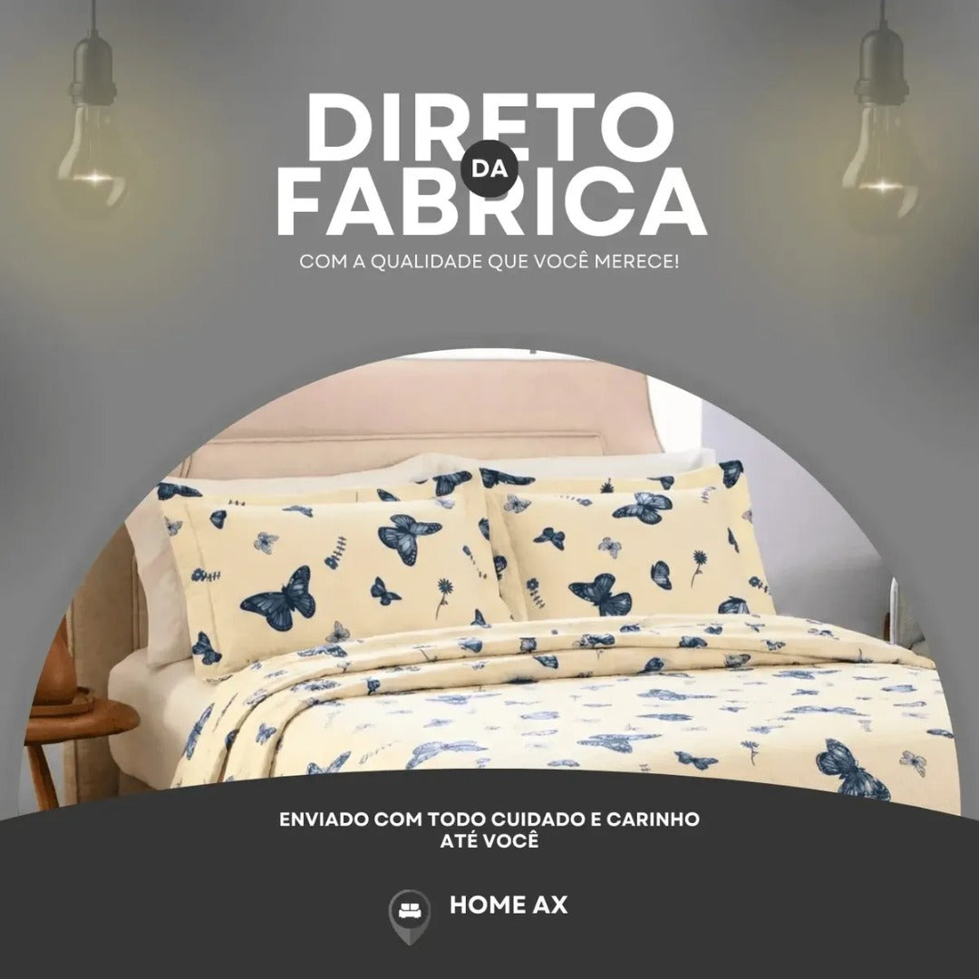 Colcha Cobre Leito Estampado Cama Queen Kit 3 Peças Firenze