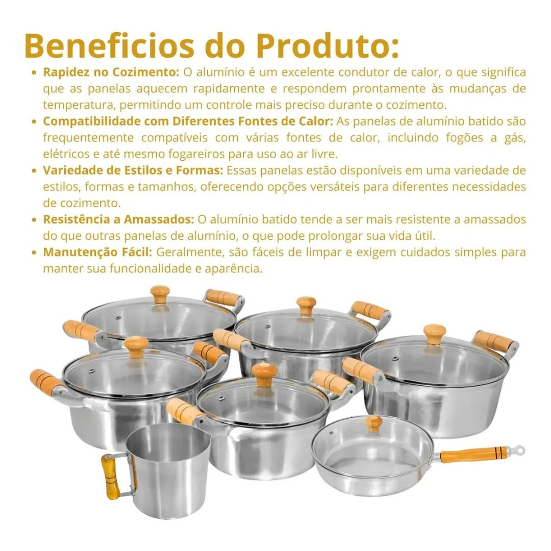 Conjunto De Panelas 7 Peças Alumínio Fundido Batido Grosso