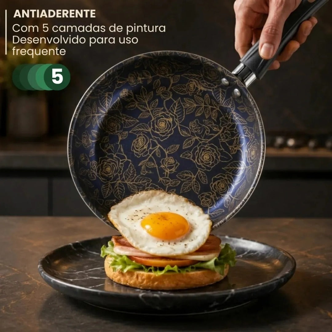 Conjunto De Panelas 8 Peças Antiaderente Com Tampa De Vidro E Utensílios Fogão A Gás Oxford