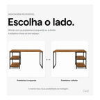 Escrivaninha Mesa Computador 2 Nichos Industrial 115cm Aço