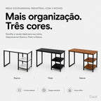 Escrivaninha Mesa Computador 2 Nichos Industrial 115cm Aço