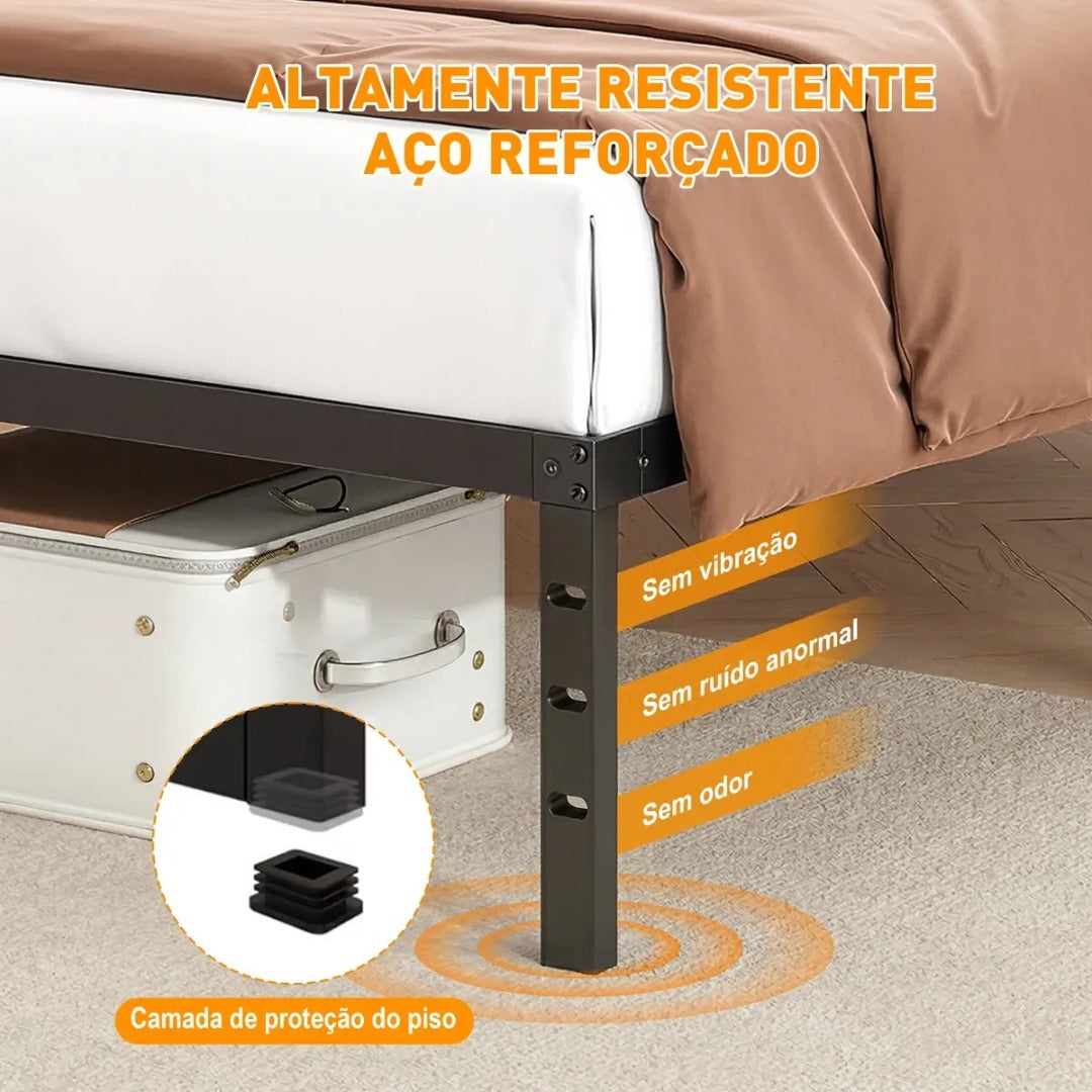 Estrutura Cama Metal Casal Com Tomada,usb+type-c,450kg
