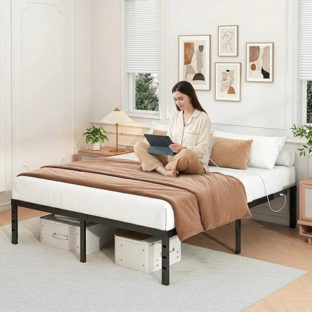 Estrutura Cama Metal Casal Com Tomada,usb+type-c,450kg
