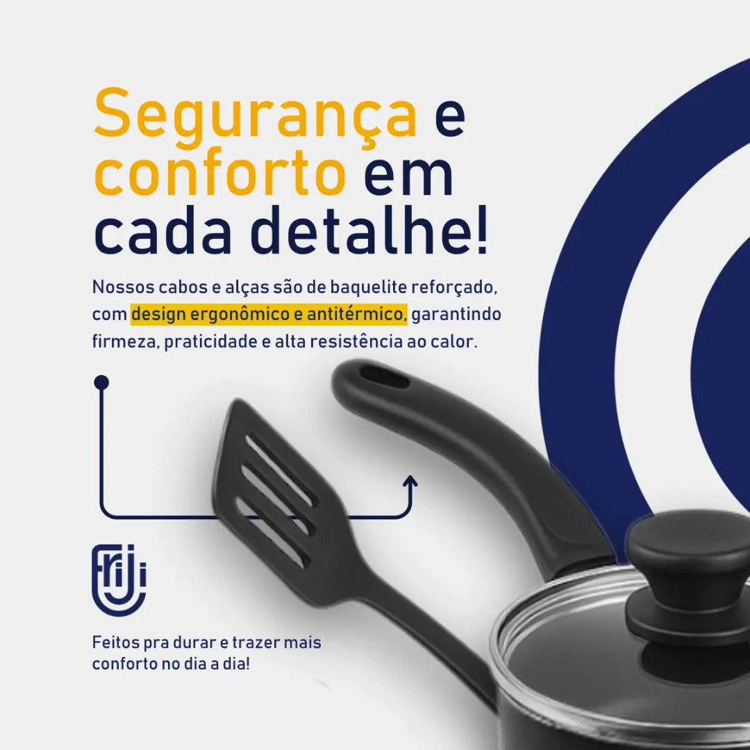 Jogo De Panelas 8 Peças Antiaderente Teflon Com Tampa Vidro