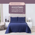 Kit Cobre Leito King Size 3 Peças Colcha Dupla Face 400 Fios