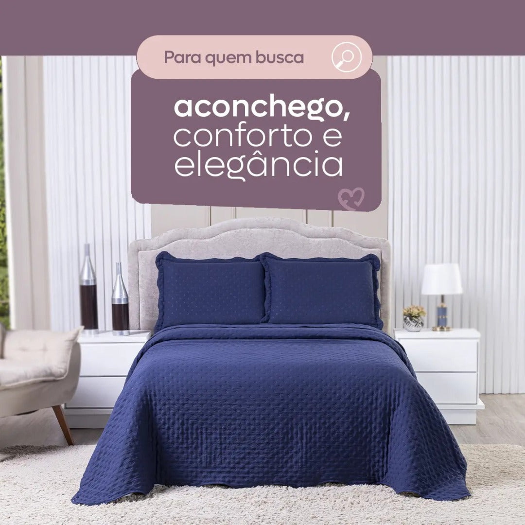 Kit Cobre Leito King Size 3 Peças Colcha Dupla Face 400 Fios