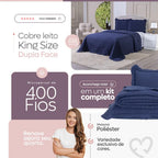 Kit Cobre Leito King Size 3 Peças Colcha Dupla Face 400 Fios