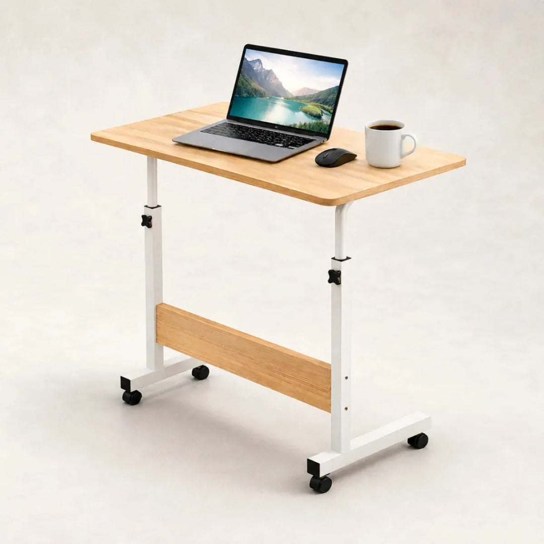 Mesa Suporte Notebook Ergonômica Ajustavel Café Apoio Cama Home Office com Rodinhas