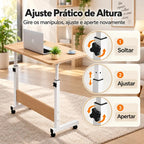 Mesa Suporte Notebook Ergonômica Ajustavel Café Apoio Cama Home Office com Rodinhas
