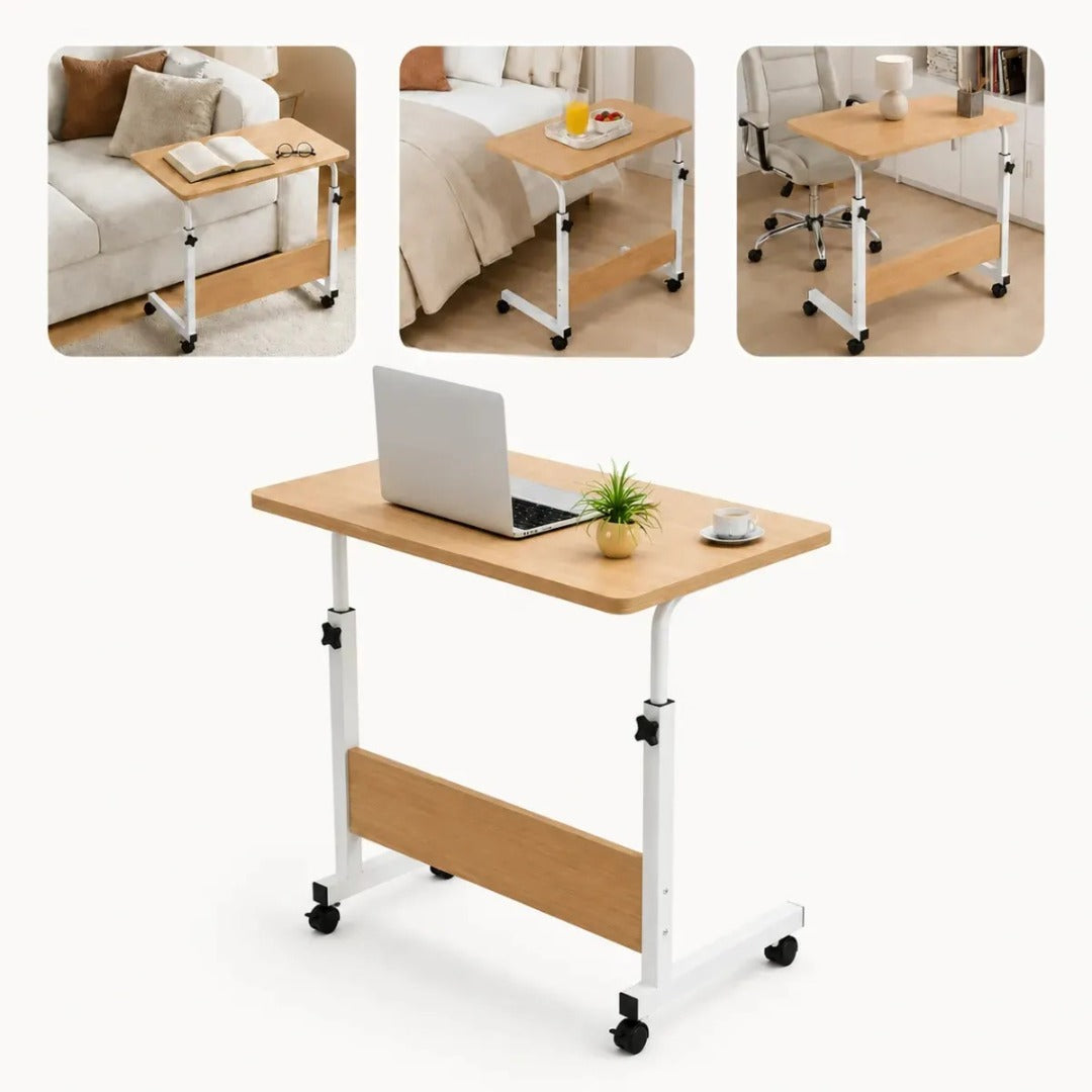 Mesa Suporte Notebook Ergonômica Ajustavel Café Apoio Cama Home Office com Rodinhas