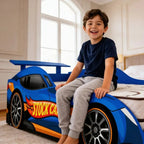 Mini Cama Juvenil Hot Wheels Com Colchão Avelin Azul Hot Wheels