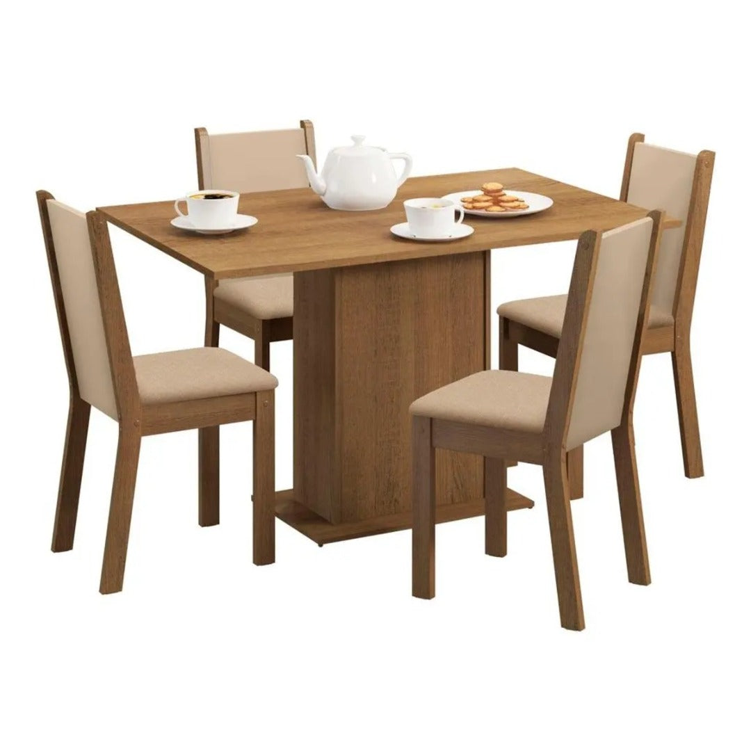 Sala De Jantar avelin Talita Mesa Tampo Madeira 4 Cadeiras Desenho do tecido das cadeiras Liso