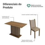 Sala De Jantar avelin Talita Mesa Tampo Madeira 4 Cadeiras Desenho do tecido das cadeiras Liso