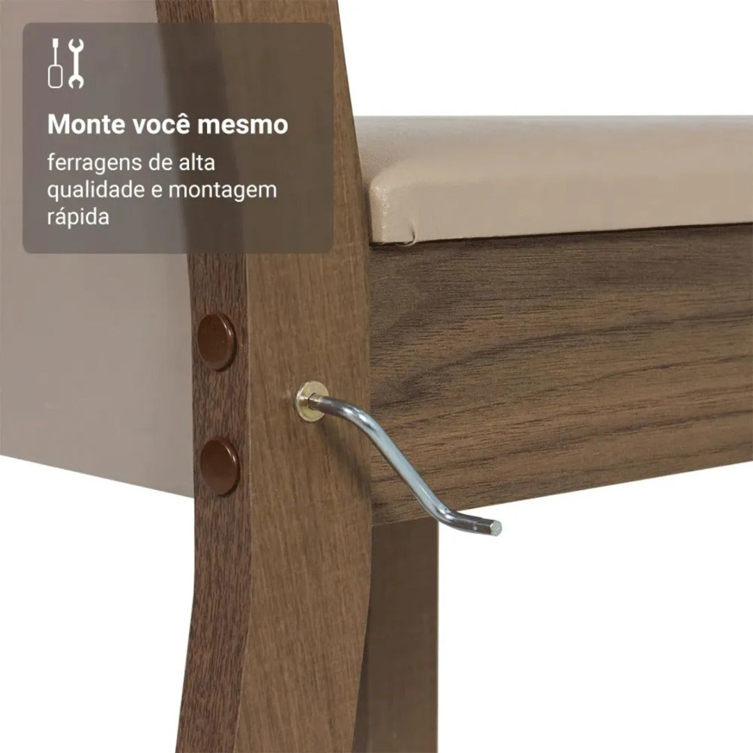 Sala De Jantar avelin Talita Mesa Tampo Madeira 4 Cadeiras Desenho do tecido das cadeiras Liso