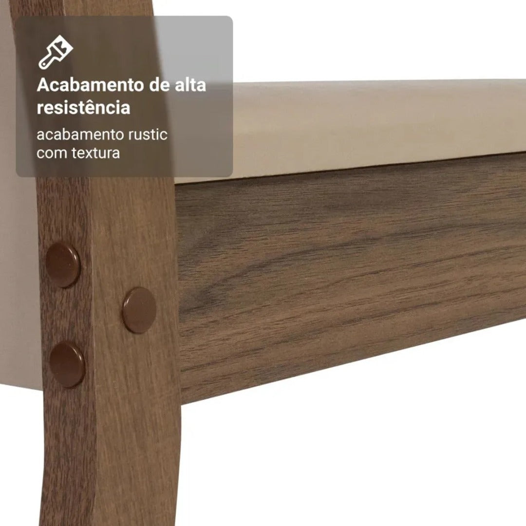 Sala De Jantar avelin Talita Mesa Tampo Madeira 4 Cadeiras Desenho do tecido das cadeiras Liso