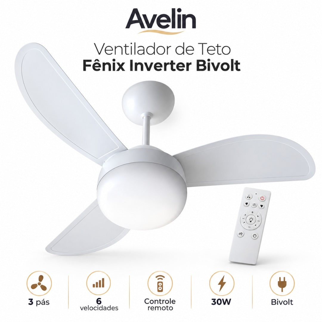 Ventilador De Teto C/ Controle 6 Vel. Fenix Avelin