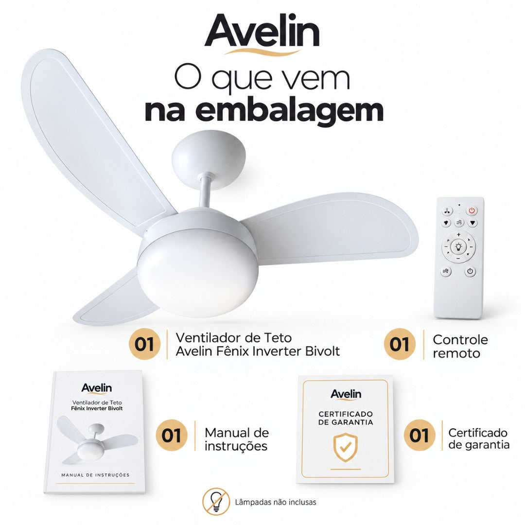 Ventilador De Teto C/ Controle 6 Vel. Fenix Avelin